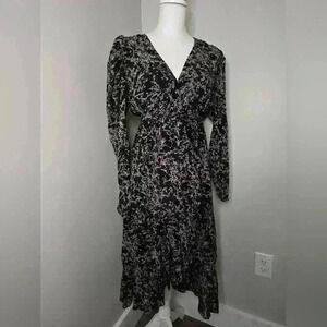 Lea & Viola Floral Ruffled Wrap Dress Size XS